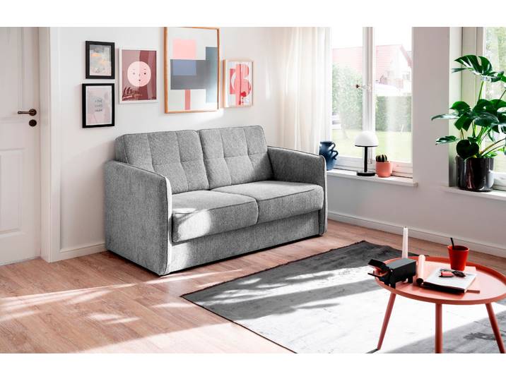 Schlafsofa, 100% Polyester, Silber, 147×87 cm, Mit Zwei Ausziehbaren Liegefunktionen, Modern, Inosign