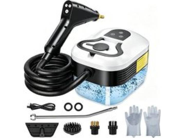 Nettoyeur Vapeur 2500W – 3 Bars Chauffage 15S Nettoyeur À Vapeur À Main Avec Bouton Tactile Réglable 4 Têtes De Brosse Poignée