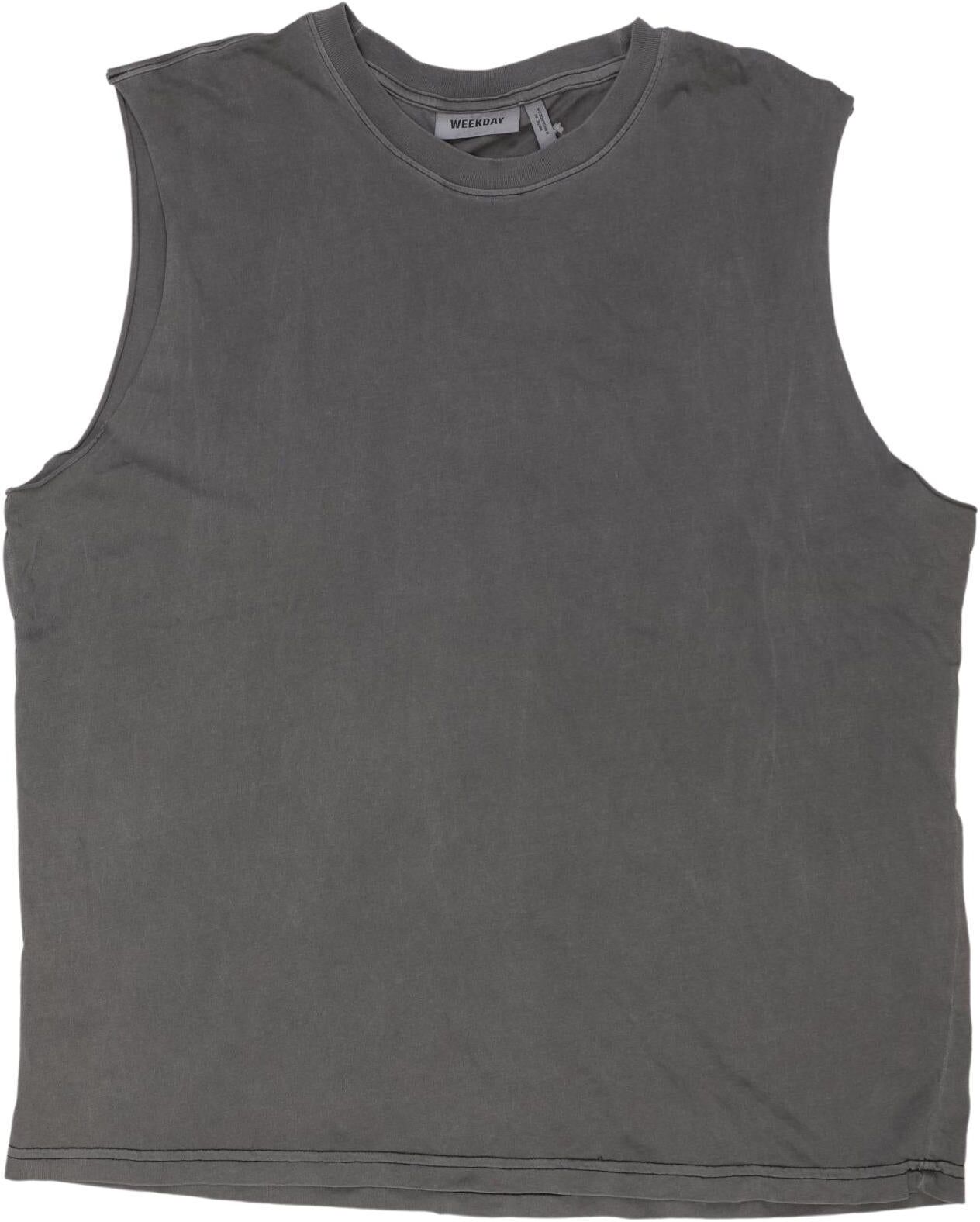 Weekday Damen Top, Grau, Gr. S, Baumwolle - Second Hand