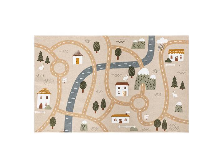 Atmosphera for kids Teppich Roadmap 150/100/1 cm, Mehrfarbig, Naturmaterialen, 100x150 cm, Teppiche und Böden, Teppiche, Kinderteppiche