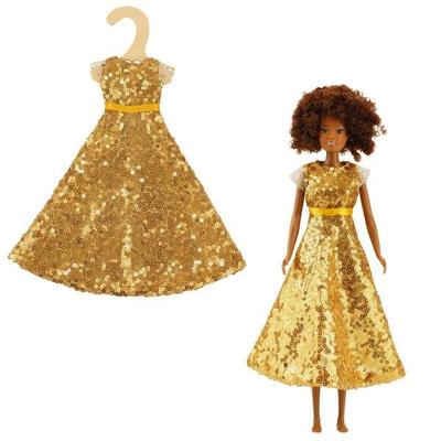 Time2Shine Paillettenkleid ''Goldstar'' für Modepuppen der Größe 29 cm
