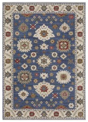 Style Haven Henretta Bordered Floral Blue/ Ivory Fringe Edge Area Rug