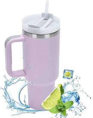 Uplifted Finds 1200ml Insulated Tumbler With Handle Metal Stainless Steel Vacuum Portable Straw Cup Large Thermal Mug purple