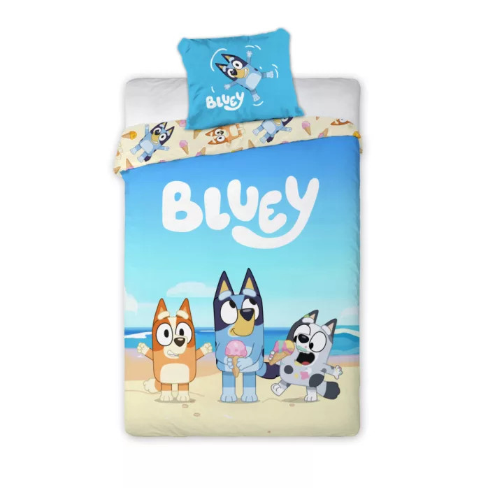 Bluey Dekbedovertrek Beach Day voor kinderen, 140 x 200 cm