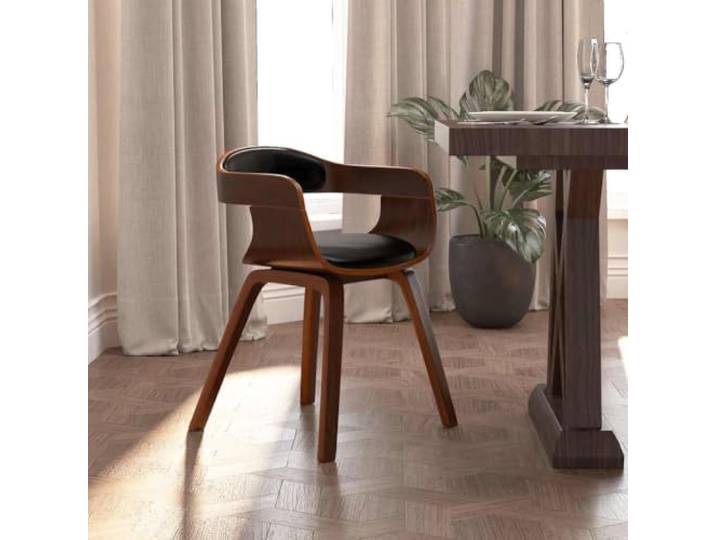 HGPOTUY Esszimmerstuhl Schwarz Bugholz Kunstleder Max 110 kg Belastbarkeit, Schaumstoffpolsterung, Pflegeleichter Bezug, Robustes Design