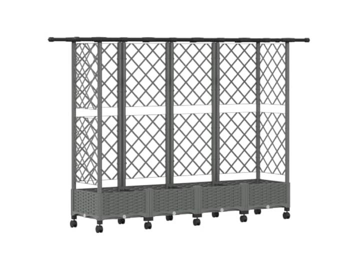 PUGYNBK Hochbett mit Gitter und Dach, hellgrau, 202,5 x 40 x 127 cm UV-beständiges Polypropylen, Drainage mit abnehmbarem Deckel, Ableiter für Feuchtigkeitsspeicher, ideal für Terrassen