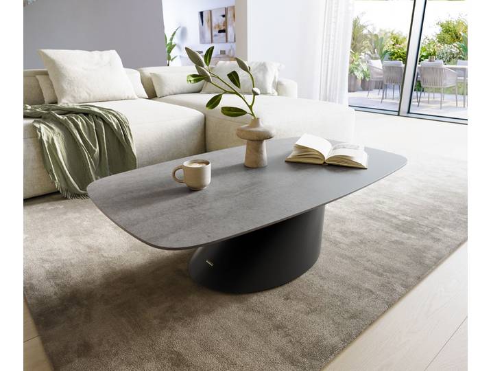 Couchtisch Edge Boot 120x70 cm Keramik Beton Grau Conis Metall Schwarz, Couchtische