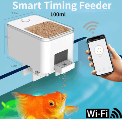 Inspire Essentials Smart Automatic Fish Feeder WiFi App Controlled Aquarium Feeder With Timer small 80ml