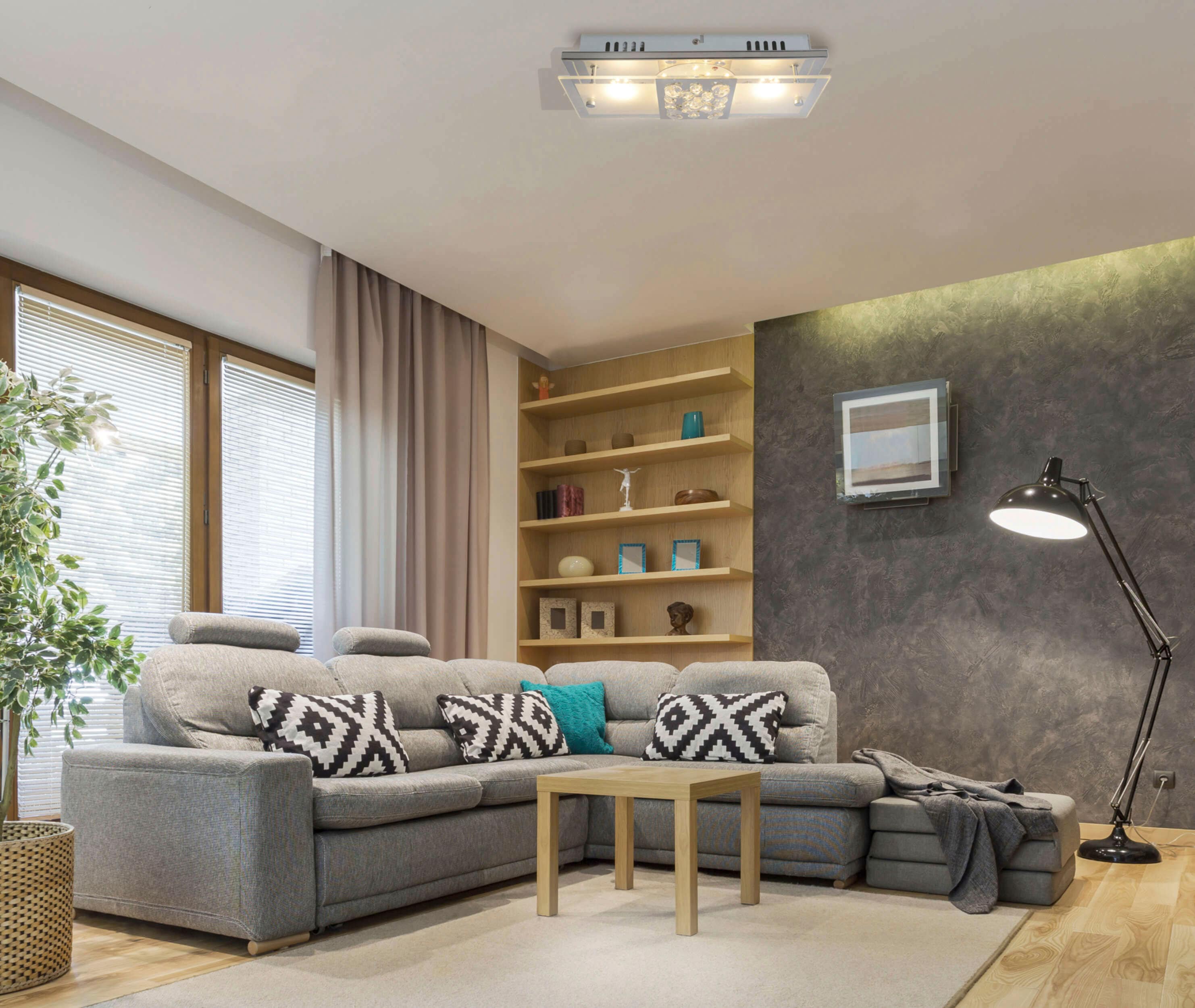 NÄVE LED Deckenleuchte "Chur", silber (silberfarben), 1, H: 7,5cm, 1 Stk., Leuchten, chrom teilsatiniert mit Kristallen, incl. LED total 11W, LED Deckenleuchte
