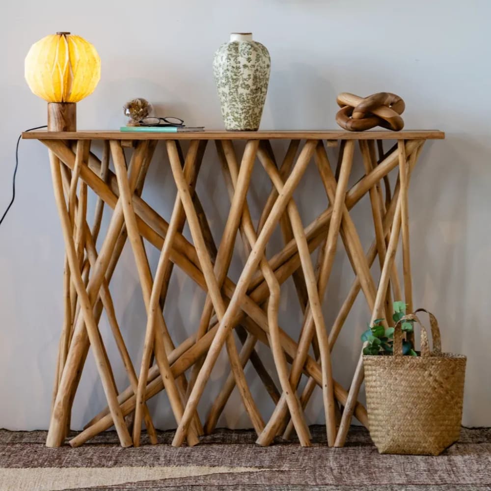 HYDILE Console en branches de teck Beige 120x90x40cm
