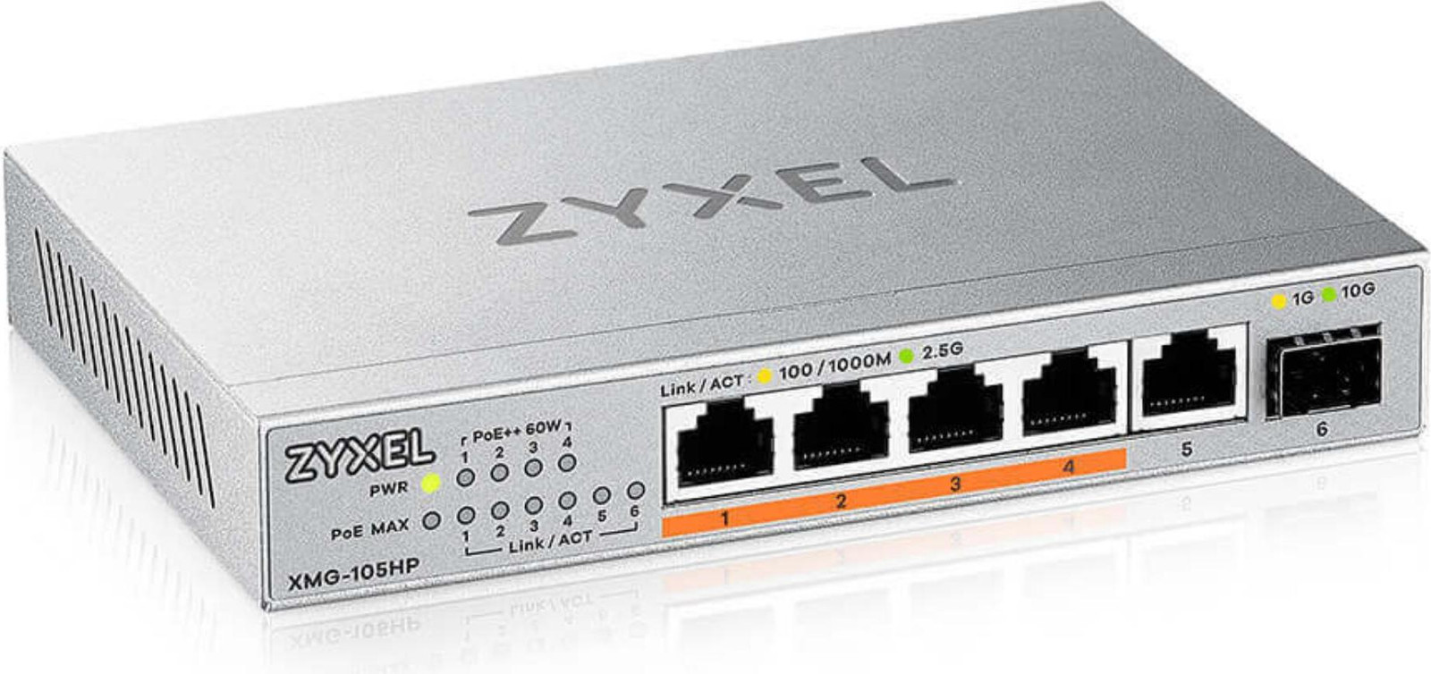 Zyxel XMG-105HP Unmanaged 2.5G Ethernet Power over Ethernet (PoE) Switch - Zilver