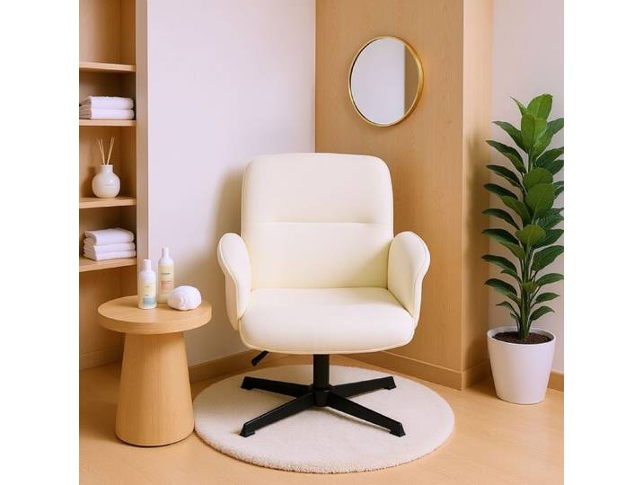 URBAN MEUBLE Chaise de Bureau Blanc Réglable - Confort Ergonomique Design Moderne pour Téléwork Beige