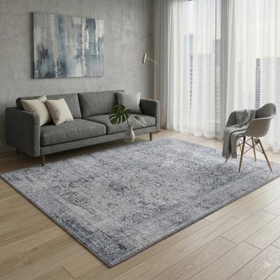 Teppich SEHRAZAT "Vintage 3530, auch als Läufer", grau, B:80cm H:5mm L:150cm, Baumwolle, Polyester, Teppiche, Teppich, waschbare Vintage Teppiche, Kurzflor