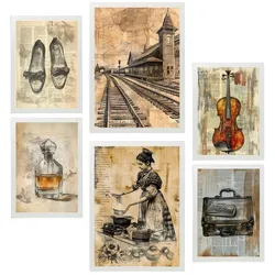 POSTER Set Mit 6 Vintage Frauen Lebensstil A3 & A4 Weißer Rahmen
