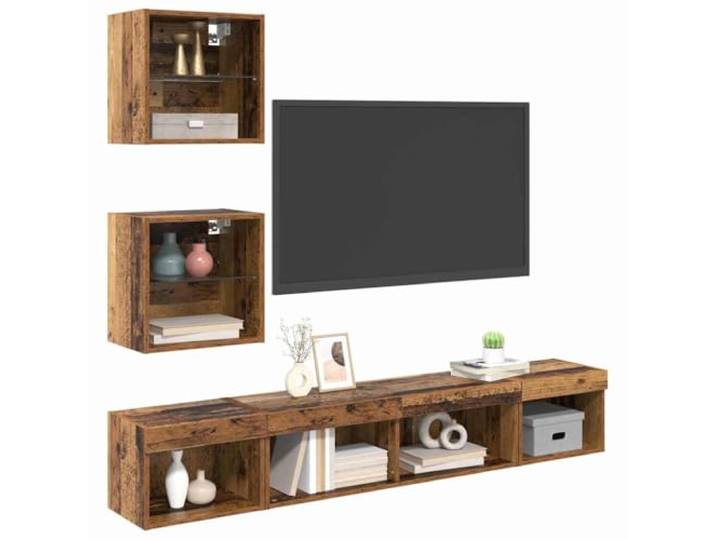 vidaXL TV Wand Einheiten mit LED 5 STK. Altholz Holzwerkstoff