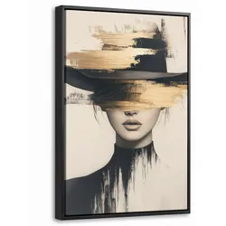 LEINWAND Bilder mit Rahmen - Frau - Hut - Farbe - 20x30