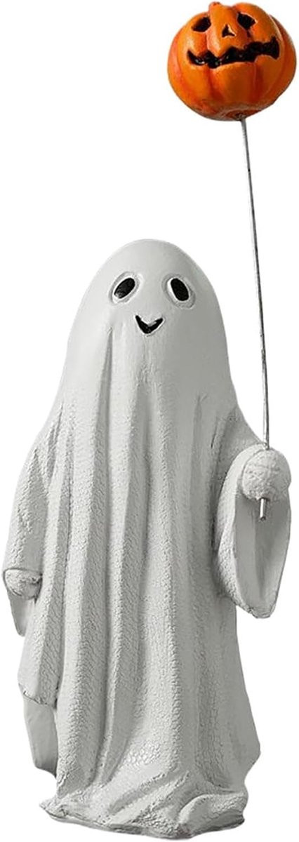 Handbeschilderd Halloween spookbeeldje van hars voor op tafel, 18 cm hoog