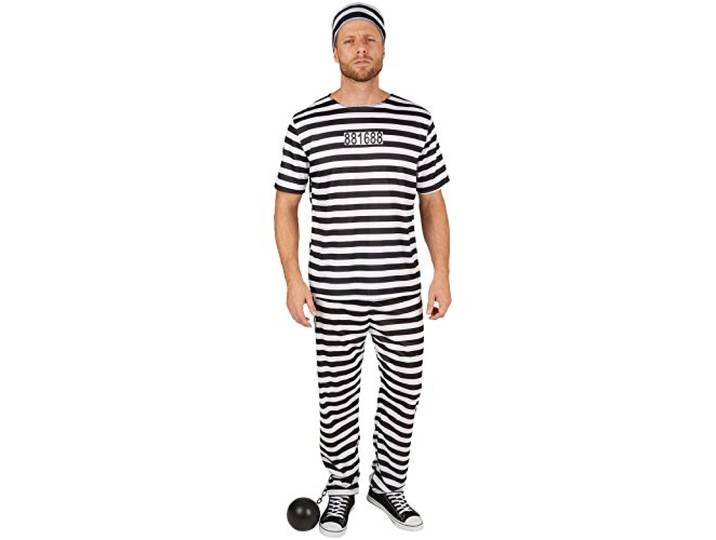 dressforfun herenkostuum gevangenis trendy strependesign incl. muts (XL nr. 301462)