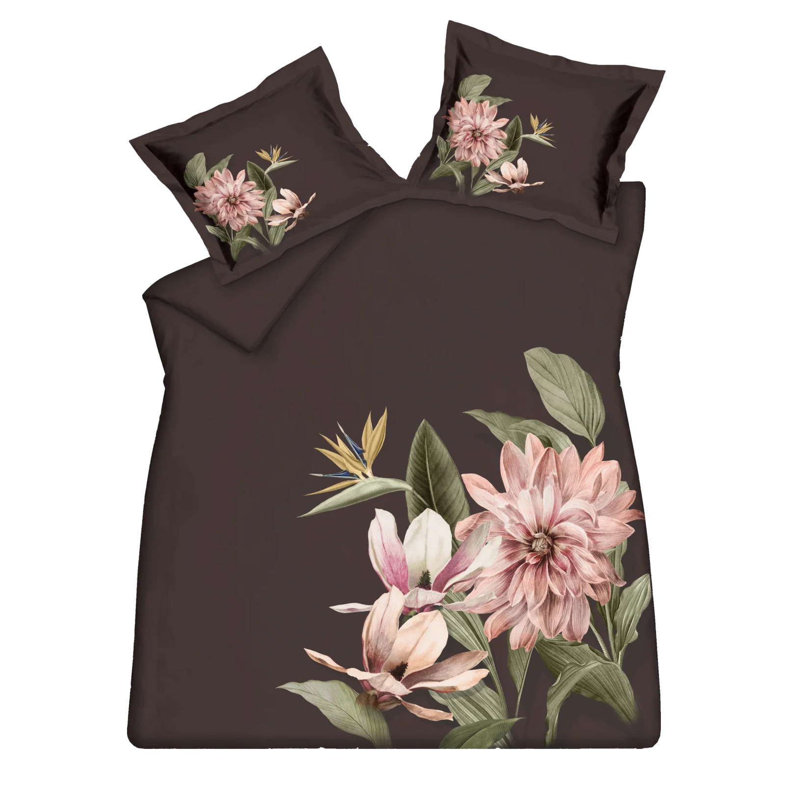 Vandyck Paradise Bloom dekbedovertrek voor volwassenen in dark chocolate