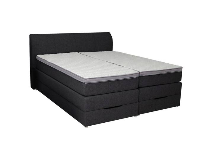 Carryhome Boxspringbett, Anthrazit, Textil, H2 + H3, 7-Zonen, 200x200 cm, Topper geteilt, Schlafzimmer, Bett, Doppelbetten