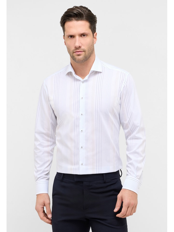 Eterna Hemd - Modern fit - in Weiß/ Blau - 45