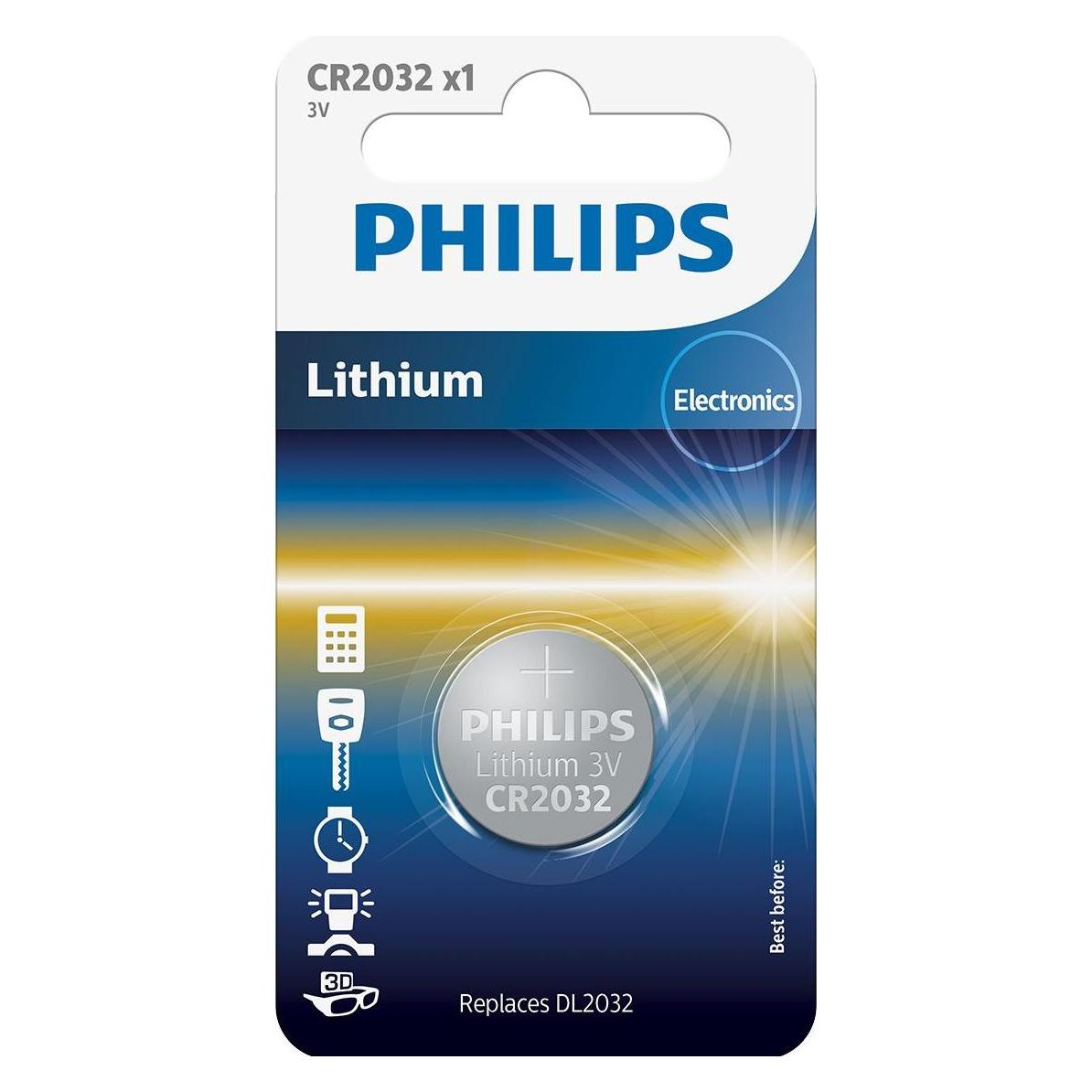 Philips Lithium CR2032 (1 Stk., CR2032, 210 mAh) (CR2032/01B)