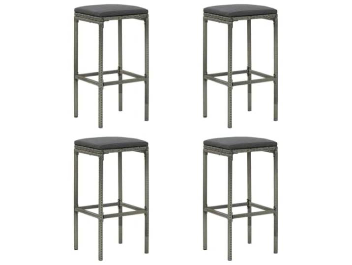 4er Set Barhocker mit Kissen Grau Poly Rattan Stahlgestell mit Fußstütze Wetterfestes PE-Rattan, abnehmbarer Polyesterbezug, Stahlkonstruktion, 110 kg Belastbarkeit, vielseitig einsetzbar