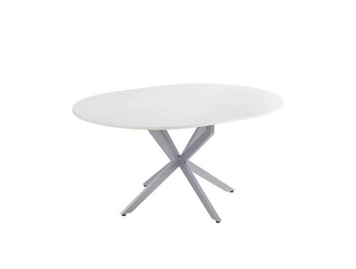 Vicco Esstisch Loyd, Weiß/Grau, 120 x 76.5 cm ausziehbar, Weiß, Grau, Holzwerkstoff, Rund, 120x76.5x120 cm, Esszimmer, Esstische