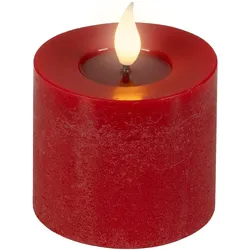 Kaemingk, LED Kerzen, LED-Kerze rot Wachs Ø 7,5 cm H: 9,5 cm ww (1x)