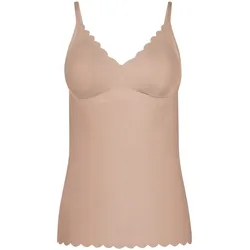 SKINY Damen Spaghetti-Shirt - Sensation, Top, V-Ausschnitt, Pads, Mikrofaser Beige / S