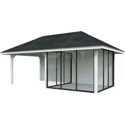 Palmako Pavillon Bianca 16,6 m2 Set 506 Slide Plus mit Isolierglas-Schiebetüren Lackierung in weiß