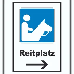 HB-Druck Reitplatz Schild mit Pfeil rechts A5 (148x210mm)