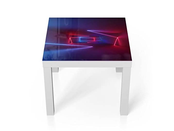 DEQORI Glastisch weiß klein 55x55 cm Motiv Ultraviolette Raumteiler ausgefallener Beistelltisch aus Glas Hochglanz Couchtisch fürs Wohnzimmer moderner Couch Tisch mit Design