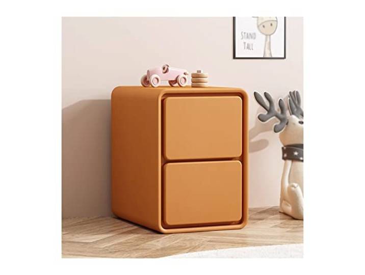 YANG11FAN Vielseitig Leder-Nachttisch, Kleiner Schlafzimmer-Nachttisch Orange Lagerung(L35xD40xH48cm)