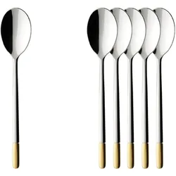 Villeroy & Boch Multipack Ella teilvergoldet Espressolöffel - 6 Stück, Besteck, Silber