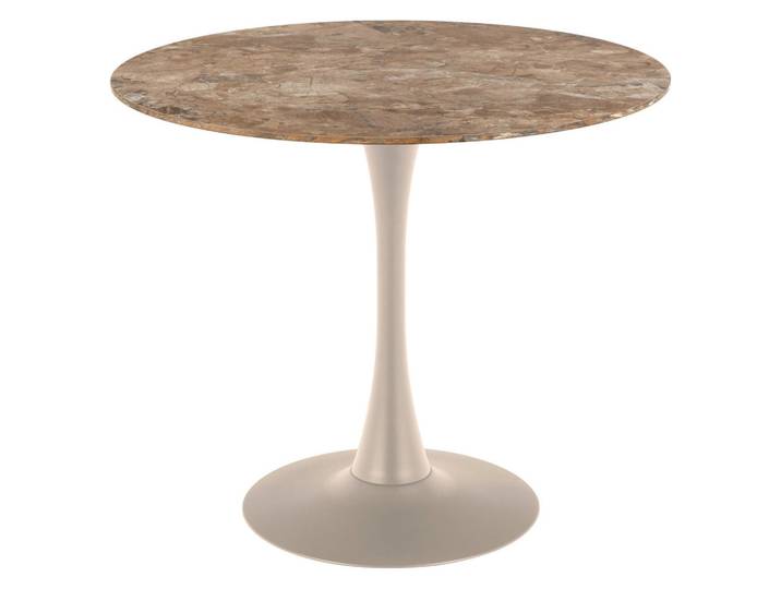 Mid.you Esstisch Malta, Braun, Grau, Metall, Keramik, Drehteller, 90x75x90 cm, Esszimmer, Tische, Esstische, Esstische Keramik