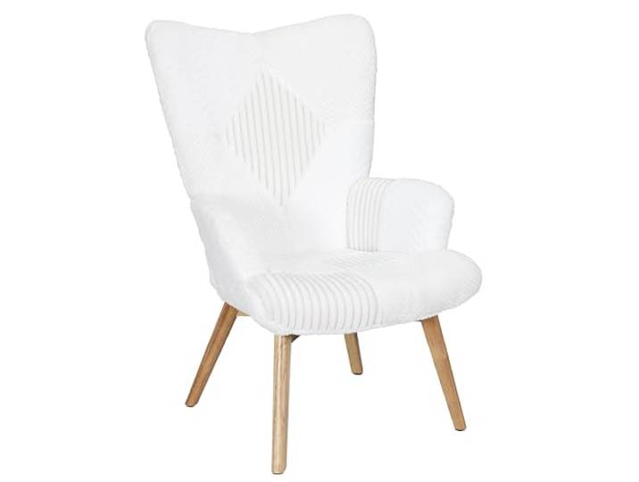 HOME DECO FACTORY Sessel Helsinki Patchwork Bequem Beige und Braun Holz, Sessel Helsinki, Patchwork-Muster, bequeme Sitzfläche, Wohnzimmer oder Büro, 65x100x74 cm, Beige und Braun