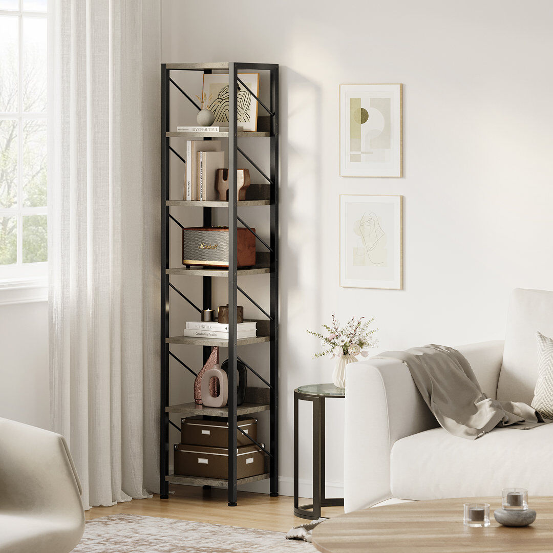 Blue Elephant 168cm H x 30cm W Metal Standard Bookcase Black/Grey 168cm H X 30cm W X 30cm D
