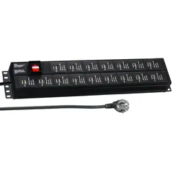 EFB EK631USB.2W 19“ 2HE Steckdosenleiste 32 x USB mit Schalter, Winkel gedreht EK631USB2W
