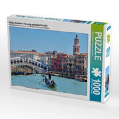 CALVENDO Puzzle Rialto Brücke in Venedig mit einer Gondel 1000 Teile Lege-Größe 64 x 48 cm Foto-Puzzle Bild von Marion Meyer © Stimmungsbilder1