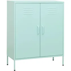 DELUKE Sideboard KEVI Metall Minzgrün 80x35x101,5 cm Stahl     | Flurschrank Metallschrank Lagerschrank Beistellschrank Wohnzimmer