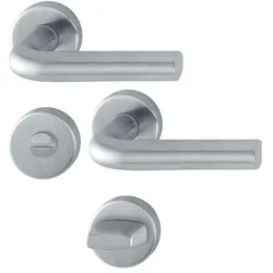 Hoppe, Türgriff + Türgarnitur, Rosettengarnitur Bonn E150Z/42KV/42KVS Vierkantmass 8mm SK/OL F69 Edelstahl matt Türdicke 37-42mm (Türgriff)