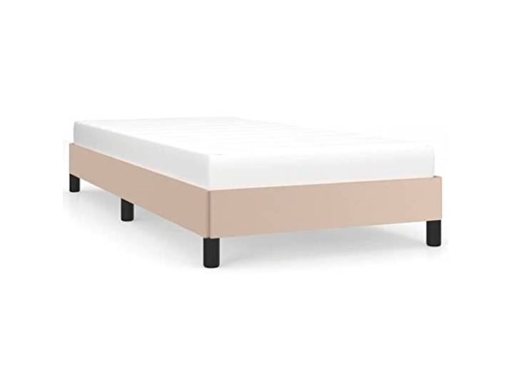PUGYNBK Bettgestell aus Kunstleder, Cappuccino, 90 x 200 cm Basis mit Lamellen, robuste Füße, schmutzabweisend, Reinigung mit feuchtem Tuch