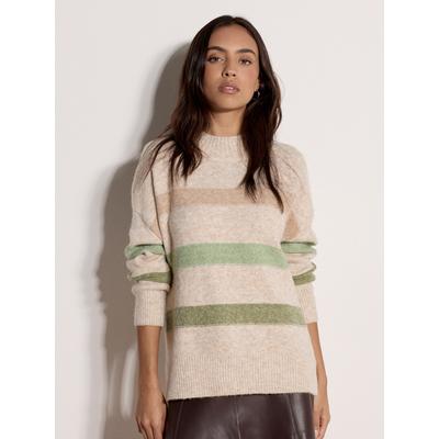 Strickpullover APRICOT "Pullover mit gestreiftem Strickmuster", Damen, Gr. 8, cream, gestrickt, , Modisch, figurumspielend normal, Rundhals, Gerippt, Pullover Strickpullover, mit Sprenkeln
