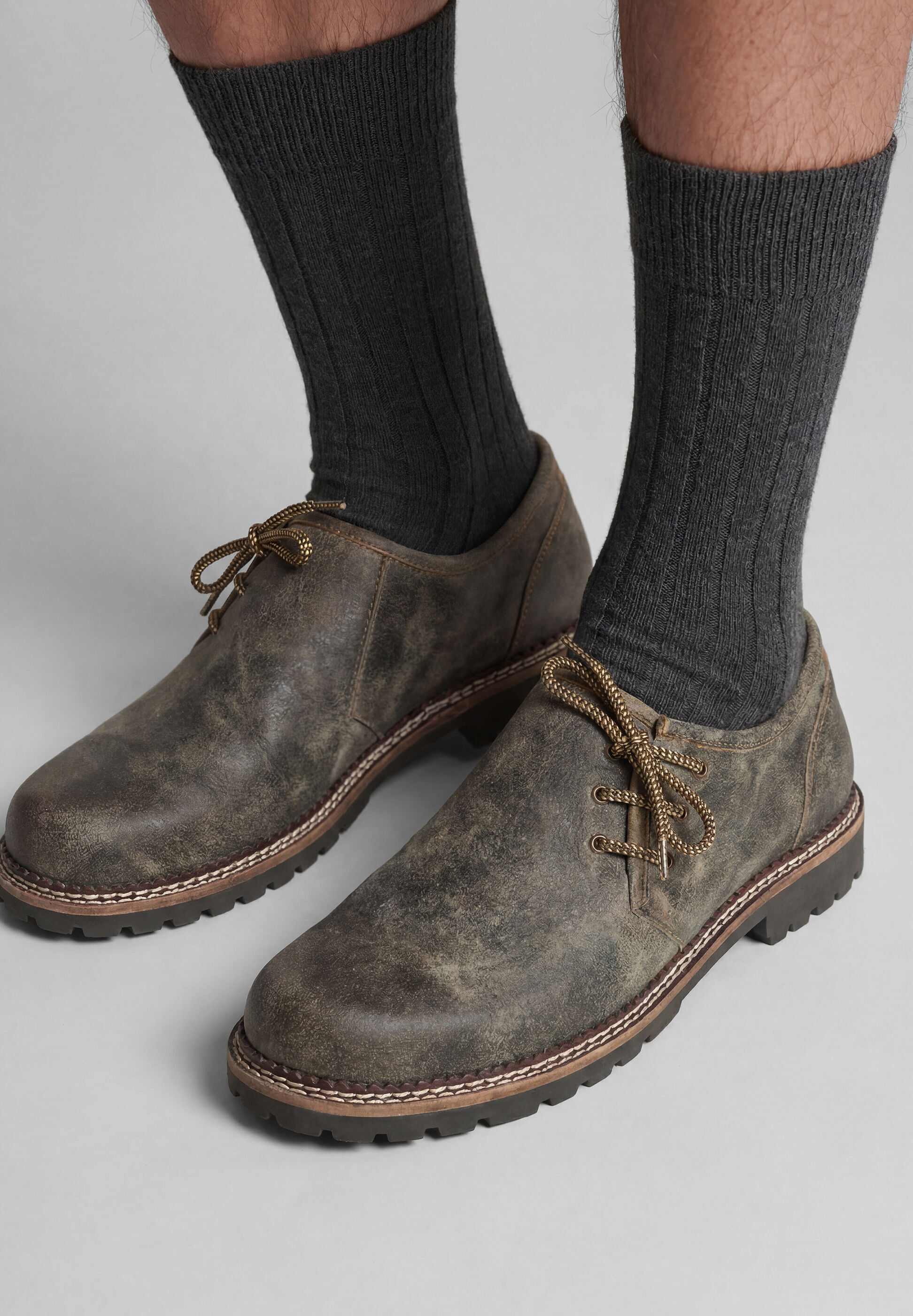 Bootsschuh SPIETH & WENSKY "Düsseldorf", Herren, Gr. 42, grau (broken), Obermaterial: 100% Lammleder LEL., uni, festlich, Schuhe Bootsschuh, traditioneller Haferl