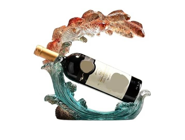 SAGELSHN Deco Weinregal Harz Koi Fisch Weinregal Dekorativer Halter for Wohnkabinett für Restaurant, Bar(Blue)
