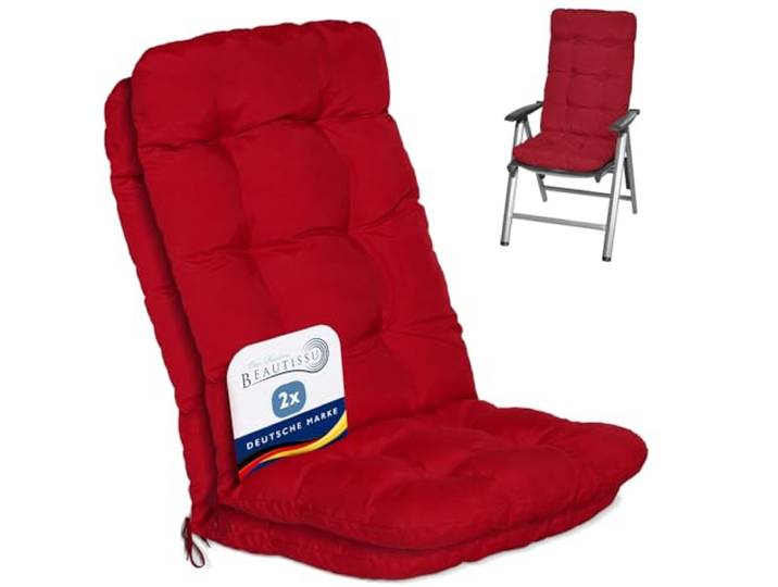 Beautissu 2er Set Hochlehner Auflagen Sitzpolster für Gartenstühle Outdoor
