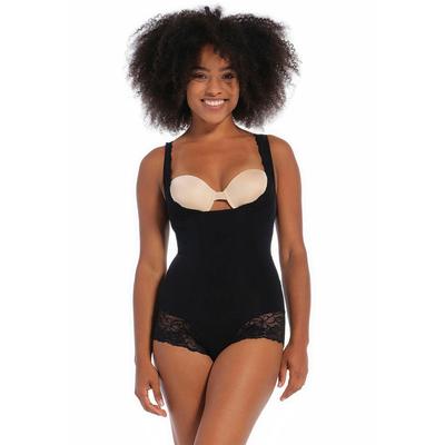 Shaping-Body MAGIC BODYFASHION "Super Control Body", Damen, Gr. XL, N-Gr, schwarz, Netz, Obermaterial: 85% Polyamid, 15% Elasthan, unifarben, eng, tiefer Rundhals, Bodys, verleiht der Brust und dem Po ein dezentes Lifting