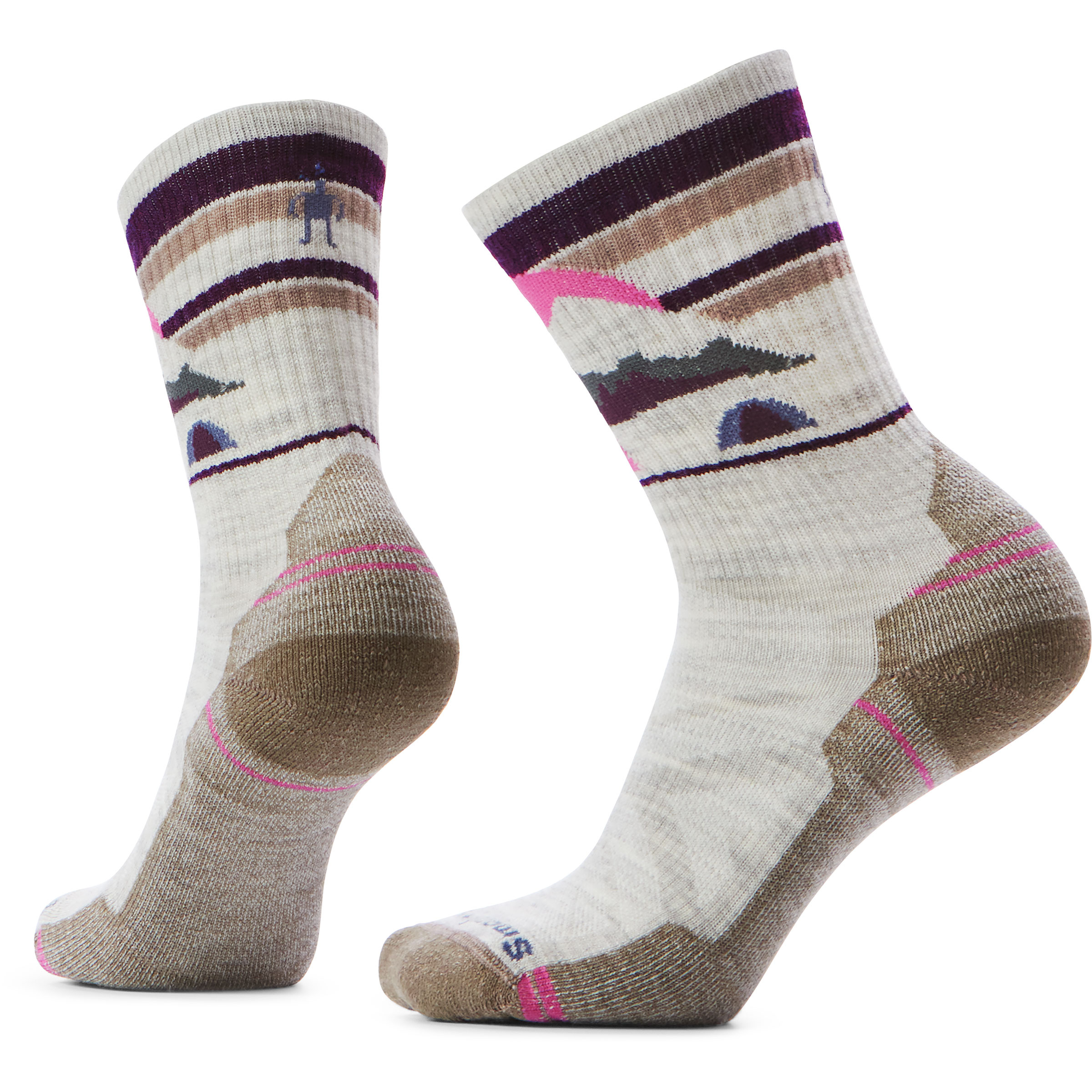Smartwool Hike Light Mountain Moon Crew Damen Wandersocken beige Größe 42 Trekking Elastisch Merinowolle