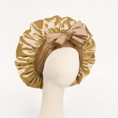 Adjustable Satin Sleep Hair Bonnet Premium Satin Hair Protection Cap khaki